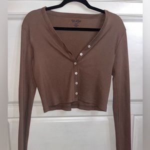 Brandy Melville long sleeve brown button up
